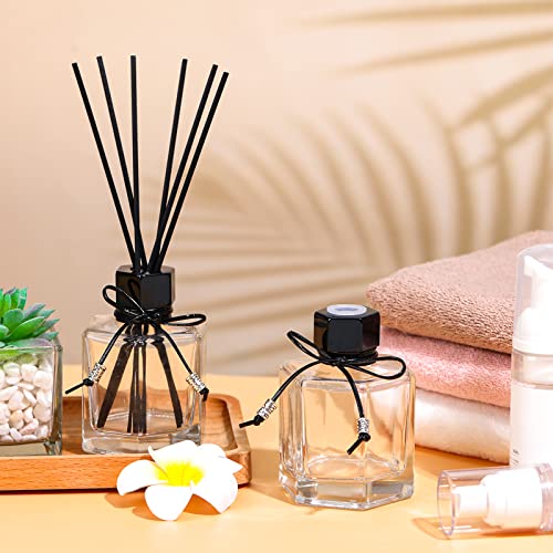 Huquary 12 Set 120 ml 4 Ounce Reed Diffuser Bottle Empty Glass Jars | Empty Diffuser Bottle with Caps, Black Rattan Stick Set,Fragrance Accessories, DIY Replacement Rattan Aromatherapy