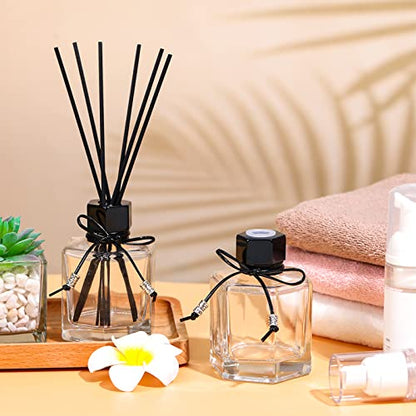 Huquary 12 Set 120 ml 4 Ounce Reed Diffuser Bottle Empty Glass Jars | Empty Diffuser Bottle with Caps, Black Rattan Stick Set,Fragrance Accessories, DIY Replacement Rattan Aromatherapy