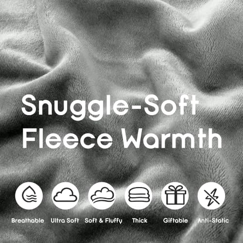 MOONLIGHT20015 Fleece Blanket Throw Blanket - Light Grey Super Soft Blankets for Sofa, Couch, Bed, Camping, Travel - 400 GSM Microfiber Cozy & Fluffy Blanket, 50 x 60 Inches (Throw/Travel) - color: Light Grey, size: Throw
