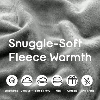 MOONLIGHT20015 Fleece Blanket Throw Blanket - Light Grey Super Soft Blankets for Sofa, Couch, Bed, Camping, Travel - 400 GSM Microfiber Cozy & Fluffy Blanket, 50 x 60 Inches (Throw/Travel) - color: Light Grey, size: Throw