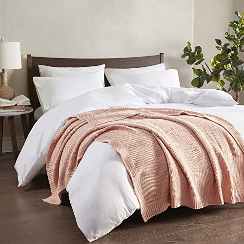 INK+IVY Bree Knit Throw Blanket for Bed, Sofa, and Couch, Lightweight, Breathable, Soft & Cozy Summer Blanket, Throw (50 in x 60 in), Coral - color: Coral, size: Throw (50 in x 60 in)