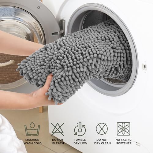 Bcoimo U Shaped Bath Rug Mat Set,2 Piece Chenille Gray Toilet Bathroom Rugs | Extra Soft Bathroom mat set;Non Slip with Rubber Back Bath Mats;High Absorbent And Quick Dry Microfiber mat; Machine Washable - color: Grey, size: U24×20 Plus 30×20
