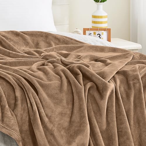 KMUSET Brown Fleece Throw Blanket for Couch - Warm Cozy Soft Lightweight Blankets All Seasons Suitable 50 x 60 inches - color: Brown, size: Throw(50"x60")