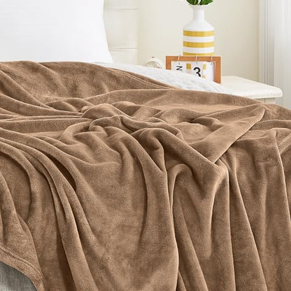 KMUSET Brown Fleece Throw Blanket for Couch - Warm Cozy Soft Lightweight Blankets All Seasons Suitable 50 x 60 inches - color: Brown, size: Throw(50"x60")