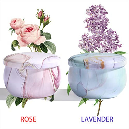 2-Pack Soy Candles Gift Set - Lavender, Vanilla, Rose Scents in Portable Tin Jars - for Home, Travel, Spa
