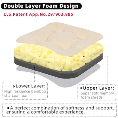 GOFORIT Chair Cushions,Tufted Shredded Memory Foam Chair Pads, Non-Slip Seat Cushions with Removable Cover, 16'' x 16'', Beige - color: Beige