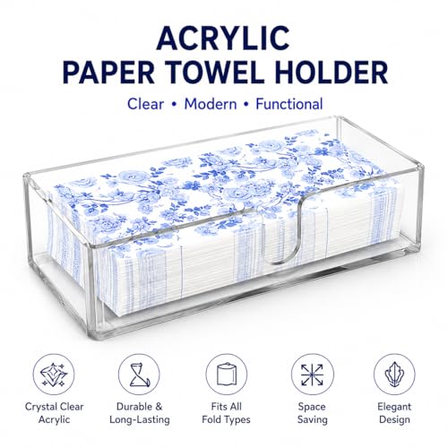 Acrylic Paper Towel Holder, Clear Countertop Napkin Dispenser | Trifold, Multifold, C-Fold Towels & Napkins - color: Z - Acrylic Small, size: Guest Towel Holder