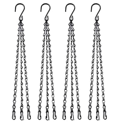 4pcs 18 inch Black Hanging Basket Chain with Hooks Flower Plant Pot Replacement Chain Hanger for Bird Feeders,Planters,Lanterns and Ornaments - size: 18 inch (4pcs)