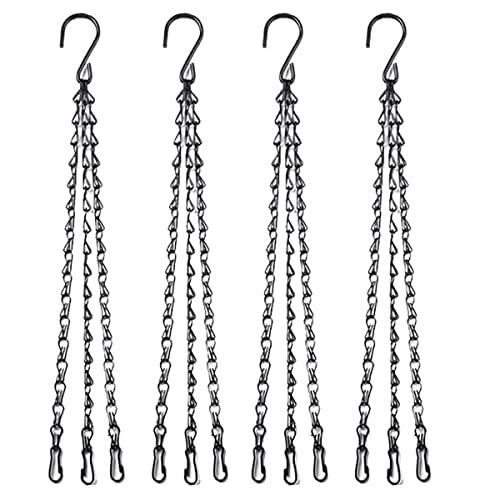 4pcs 14 inch Black Hanging Basket Chain with Hooks Flower Plant Pot Replacement Chain Hanger for Bird Feeders,Planters,Lanterns and Ornaments - size: 14 inch (4pcs)