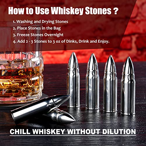 Whiskey Gifts for Men Dad, Father's Day Anniversary Bourbon Gifts for Him | Dad Birthday Gifts Ideas from Daughter Son, Stainless Steel Whiskey Stones and Glasses Set for Housewarming Retirement Gifts - style: Straight Glasses+Stainless Steel Stones for D