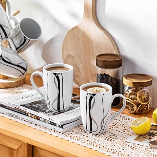 VEWEET Large Coffee Mugs Set of 6, 16 OZ White Cups Set Ceramic, Fiona | Large Coffee Mugs Set of 6 with Handle, Microwave and Dishwasher Safe White Ceramic, Easy Grip for Tea, Coffee - color: FIONA, size: 16 OZ (Set of 6)
