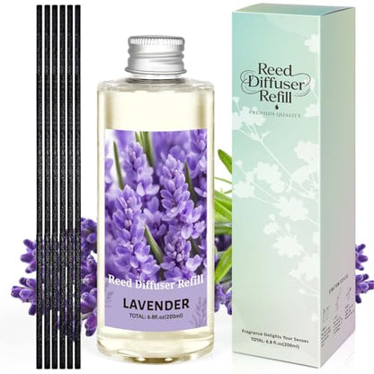 STRN Reed Diffuser Oil Refill, Lavender Scented Reed Diffuser Refill 200ML | Long-Lasting Summer Fragrance for Home, Living Room, Bedroom, Office - color: Purple 2