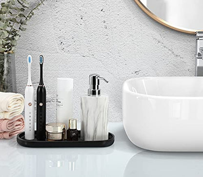 Luxspire 10" Oval Bathroom Tray for Countertop Organizer, Matte Black | S, non-slip waterproof resin, easy wipe clean, fits bath kitchen vanity, holds jewelry toiletries soap - color: Matte Black, style: Small