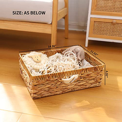 YAHUAN Water Hyacinth Storage Baskets, Hand-Woven Baskets with Built-in Handles Wicker Baskets for Organizing Storage Baskets for Bedroom,Living room,Pantry(Original)