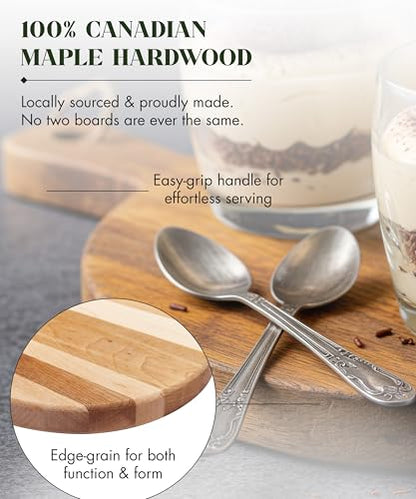Labell Canadian Maple Wood Cutting Board with Handle, 7 x 10 x 0.75 in | Multi-Purpose Charcuterie Board, Flat Paddle, for Meat, Cheese, Veggies, Serving - size: Medium (7" x 10")