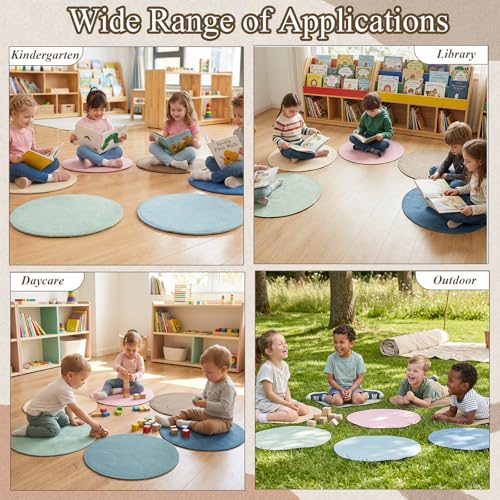 6Pcs Boho Carpet Circle Seats for Classroom Decor 16 Inch Back to School Non Slip Floor Mat Boho Round Classroom Rug Educational Floor Seating Carpet for Preschool Kindergarten Learning Playing Areas