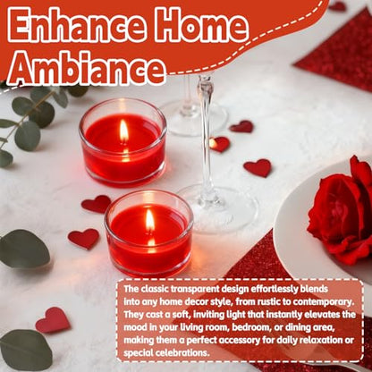 36 Pack Clear Glass Tealight Candle Holders for 1.5" Tealights | 1.8" wide x 1" high size; smooth glow; bulk decor for wedding centerpieces, party tables, romantic dinners & DIY