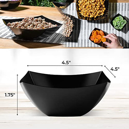 4 Pack Disposable Black Plastic Serving Bowls Square Party Candy Use 8oz | Square Design. Disposable Party Tableware. Salad, Fruit & Candy Use. Candy Buffet Containers. Black Plastic. - color: Black, size: 8 OUNCE