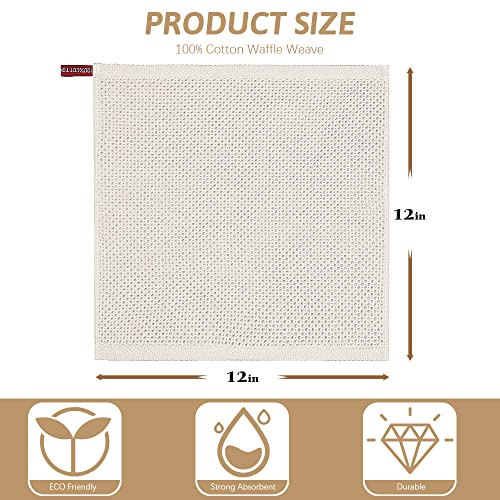Niallant 12 Pack Cotton Kitchen Towels, Soft & Absorbent Dish Rags, 12x12 Inch - color: Beige, size: 12 x 12 - 12 Pack