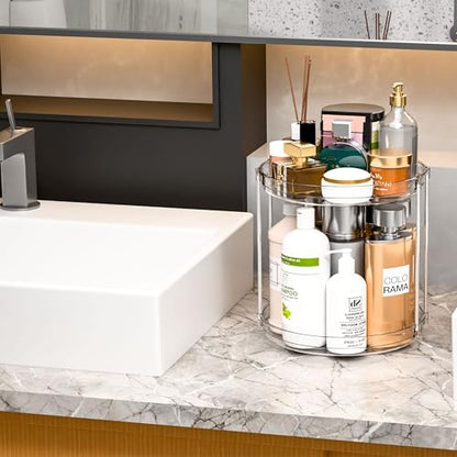 4 Pack Rotating Small Lazy Susan Turntable Organizer for Cabinet,9.5 Inch Clear Acrylic Spice Rack,Turn Table Organizers for Refrigerator,Kitchen,Pantry and Vanity Makeup,Bathroom Countertop Organizer - size: Pack of 4