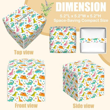 Leather Tissue Box Holder Cartoon Dinosaurs Tissue Box Cover Facial Paper Case Organizer Cube Napkin Dispenser for Bathroom Vanity Countertop Night Stand Office Car - color: Cartoon Dinosaurs