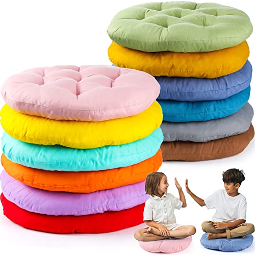 Fumete 12 Pcs Round Floor Pillows Cushions Seating 16 x 16 Inches Floor Round Cushions for Kids Toddlers Flexible Reading Chair Pillows for Classroom Home School Playing Supplies(Colorful) - color: Colorful