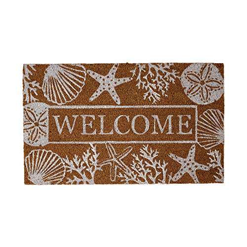 DII Natural Coir Doormat Outdoor Welcome Mat, 17x29, Seashells - color: Seashells