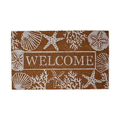 DII Natural Coir Doormat Outdoor Welcome Mat, 17x29, Seashells - color: Seashells