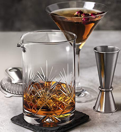 Mofado. Crystal Cocktail Mixing Glass/Premium Cocktail Shaker 18oz(540ml) - Solid and Stable Thick Bottom/Professional Quality Bartender Tool for Stirring Cocktails - Gift for Christmas, Birthday