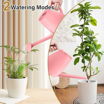 Plastic Watering Can - for Indoor and Outdoor House Plant Garden - with Long Spout - 1/2 Gallon - Pink - color: Pink