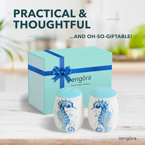 Seahorse Salt and Pepper Shakers, Ceramic Coastal Set | Playful Seahorse Design Brings Coastal Charm to Every Meal