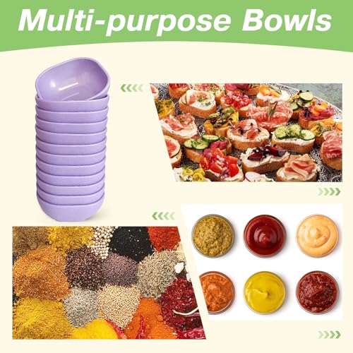 SHECIPIN 12 Pack Unbreakable Dipping Bowls, 4.5 OZ Soy Sauce Dishes，dipping sauce cups，small bowls for dips (Elegant purple) - color: Elegant purple