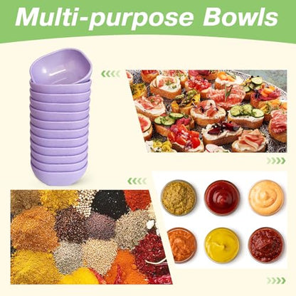 SHECIPIN 12 Pack Unbreakable Dipping Bowls, 4.5 OZ Soy Sauce Dishes，dipping sauce cups，small bowls for dips (Elegant purple) - color: Elegant purple