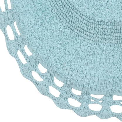 Home Weavers Hampton Crochet Reversible Bathmat 100% Cotton Bathroom Rug, Machine Washable Rug, Extra Soft and Absorbent Bath Rug, Kitchen Mat, 21"x54" Runner, Aqua - color: Aqua, size: 1'9" x 4'6" (Oval)