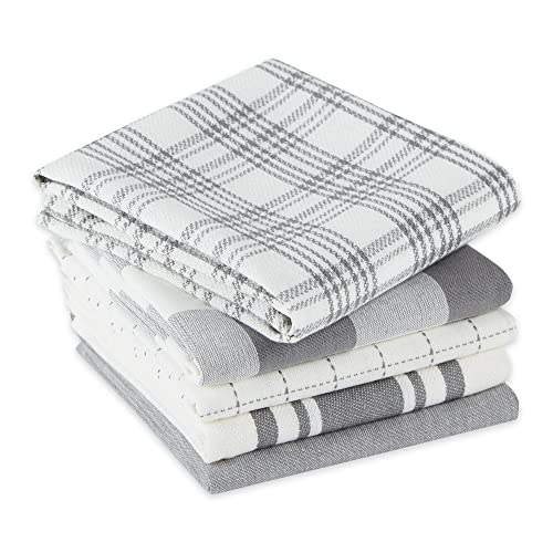 DII Basic Kitchen Large Cotton Dishtowel Set of 5, 18x28, Gray - color: Gray