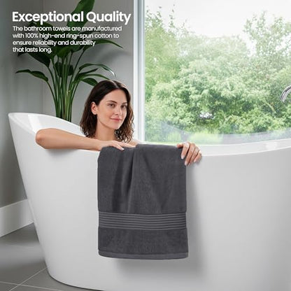 Utopia Towels 6 Pack Bath Towels, 27x54 in, 100% Cotton, Grey | Premium Lightweight Ring Spun Cotton Towels - Highly Absorbent, Quick-Drying, Ideal for Hotel, Spa & Home Bathroom - color: Grey