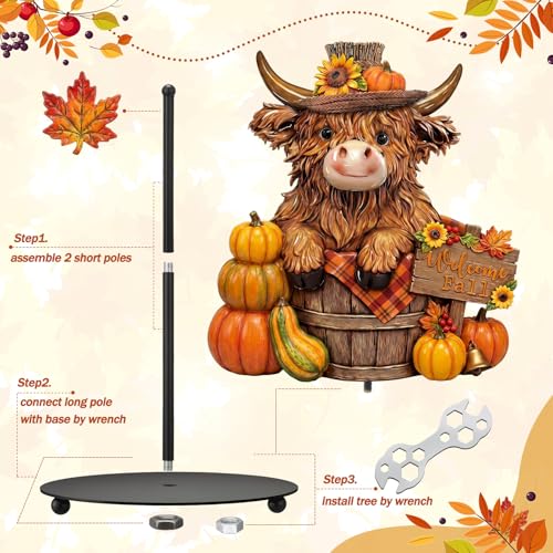 Highland Cow Fall Paper Towel Holder with Round Base Fall Bathroom Decor Rustic Highland Cow Dispenser Kitchen Paper Holder Stand for Countertop Toilet Home Accessories - style: Fall