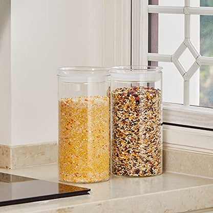 ZENS 74oz Glass Canisters with Airtight Lid, 2 Large Storage Containers | Thick Borosilicate Glass Jars with Airtight Lid, Wide Mouth Food Storage Jars for Kithen Pantry Baking Flour, Rice - size: 9.2-74oz 2Pack