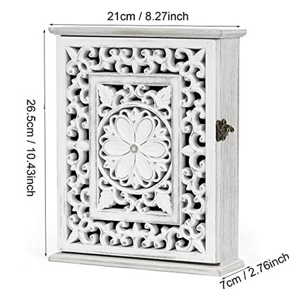 Wooden Key Holder for Wall, Key Box Key Cabinet, Key Hooks Wall | Mounted Key Hangers Rustic Decorative Key Rack with 6 Key Hooks for Home Office Entryway Hallway Bedroom Living Room