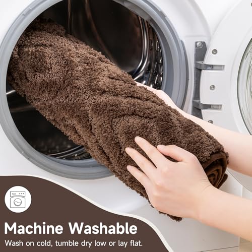 Bsmathom 3 Piece Bathroom Rug Sets, Non Slip Microfiber Bath Mat, Coffee | Plush Water Absorbent Bath Rug Sets with U-Shaped Contour Toilet Mat, Machine Washable Carpet for Bathroom Sink, Shower - color: Coffee