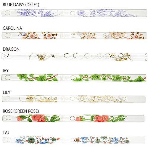 Hall Crystal Flute 22215 - Offset Glass Flute in D - Rose/Green - color: Rose with Green