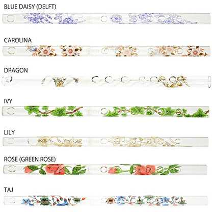Hall Crystal Flute 22215 - Offset Glass Flute in D - Rose/Green - color: Rose with Green