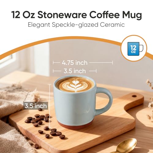 E-far Ceramic Coffee Mug Set of 4, 12oz Stoneware Coffee Cup with Handle, Porcelain Tea Cups, Modern Farmhouse Latte Mug Gift Set for Women & Men, Microwave Safe, Speckled Gray - color: Speckled Gray