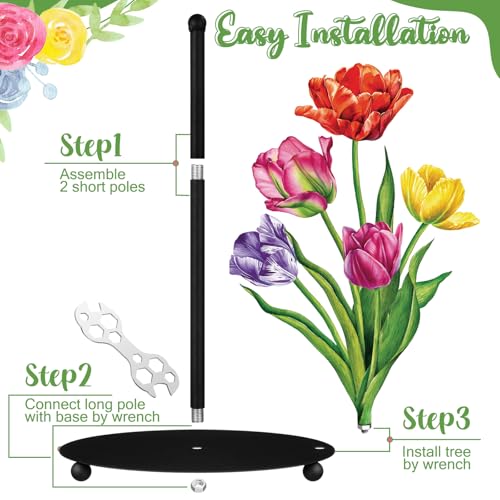 Flower Paper Towel Holder Countertop Tulip Kitchen Decor and Accessories Black Metal Farmhouse Large Tissue Stand Gifts for Women Mom Grandma, 3D Hand Painting Pattern, Weighted Base - style: Tulip