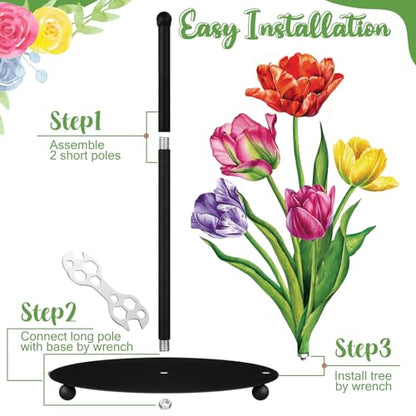 Flower Paper Towel Holder Countertop Tulip Kitchen Decor and Accessories Black Metal Farmhouse Large Tissue Stand Gifts for Women Mom Grandma, 3D Hand Painting Pattern, Weighted Base - style: Tulip