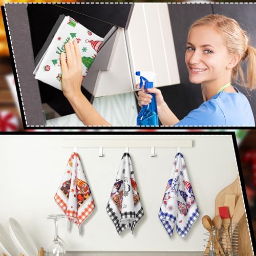 Fourluoo 8 Pcs Gnomes Seasonal Kitchen Towels, Holiday Hand Dish Towels Set Decorative Tea Cloths for Spring 4th in July Christmas Home Kitchen Bathroom Decor, 16 x 24 Inch - style: Gnomes