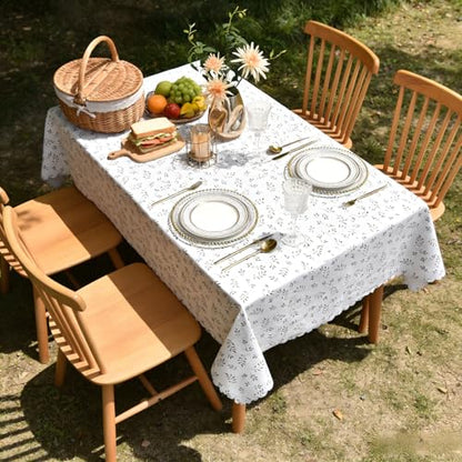 MeritMode PVC Tablecloth 54x72, Waterproof Rectangular Table Cover | Vinyl Surface, Polyester Backing, Yarn Texture, Wipeable, Oil-Proof, Kitchen, Dining Room, Daily Meals - size: 72" x 54" (Rectangular)