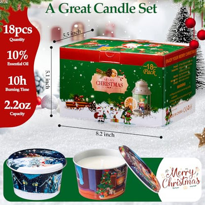 18 Pack Scented Candle Sets | Merry Christmas Aromatherapy Traverl Jar Candles | Soy Wax Candle Sets with 10% Essential Oils for Home and Travel |Gift Sets for Christmas Women - color: 18 Pack Chirstmas