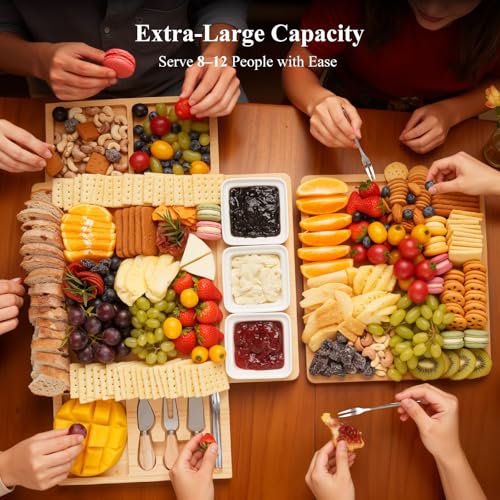 Extra Large Charcuterie Boards Gift Set and Double-Drawer Charcuterie Board Set