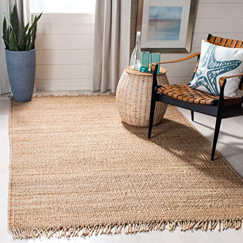 SAFAVIEH Natural Fiber Collection Accent Rug - 3' x 5', Natural, Handmade Boho Fringe Woven Jute, Ideal for High Traffic Areas in Entryway, Living Room, Bedroom (NF368A) - color: Natural, size: 3' x 5' (Rectangular)